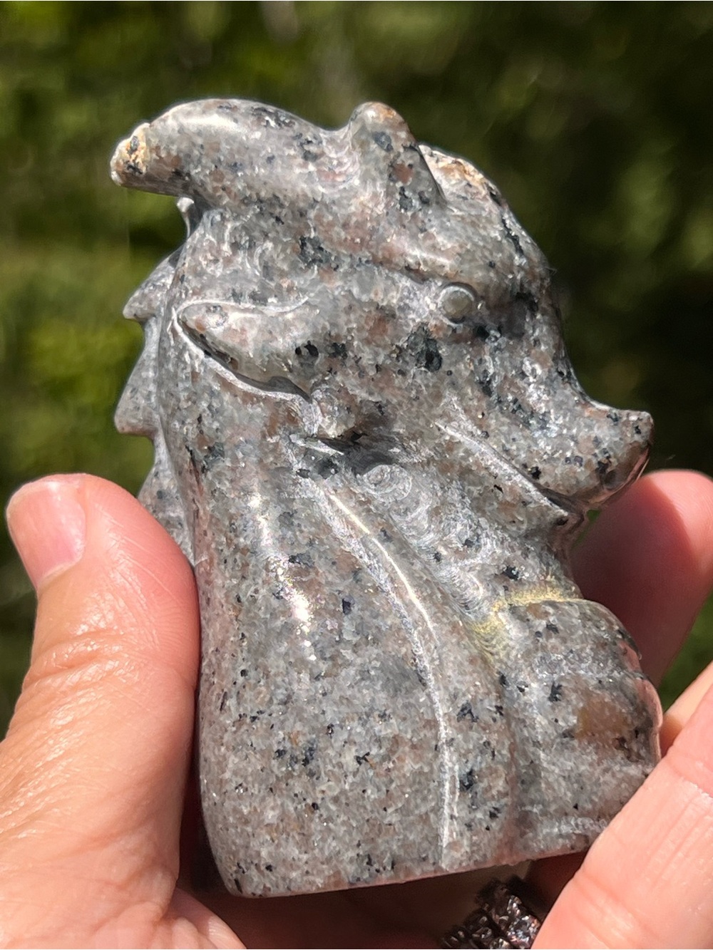 Yooperlite (3) dragon head carving | crystal ~ UV reactive